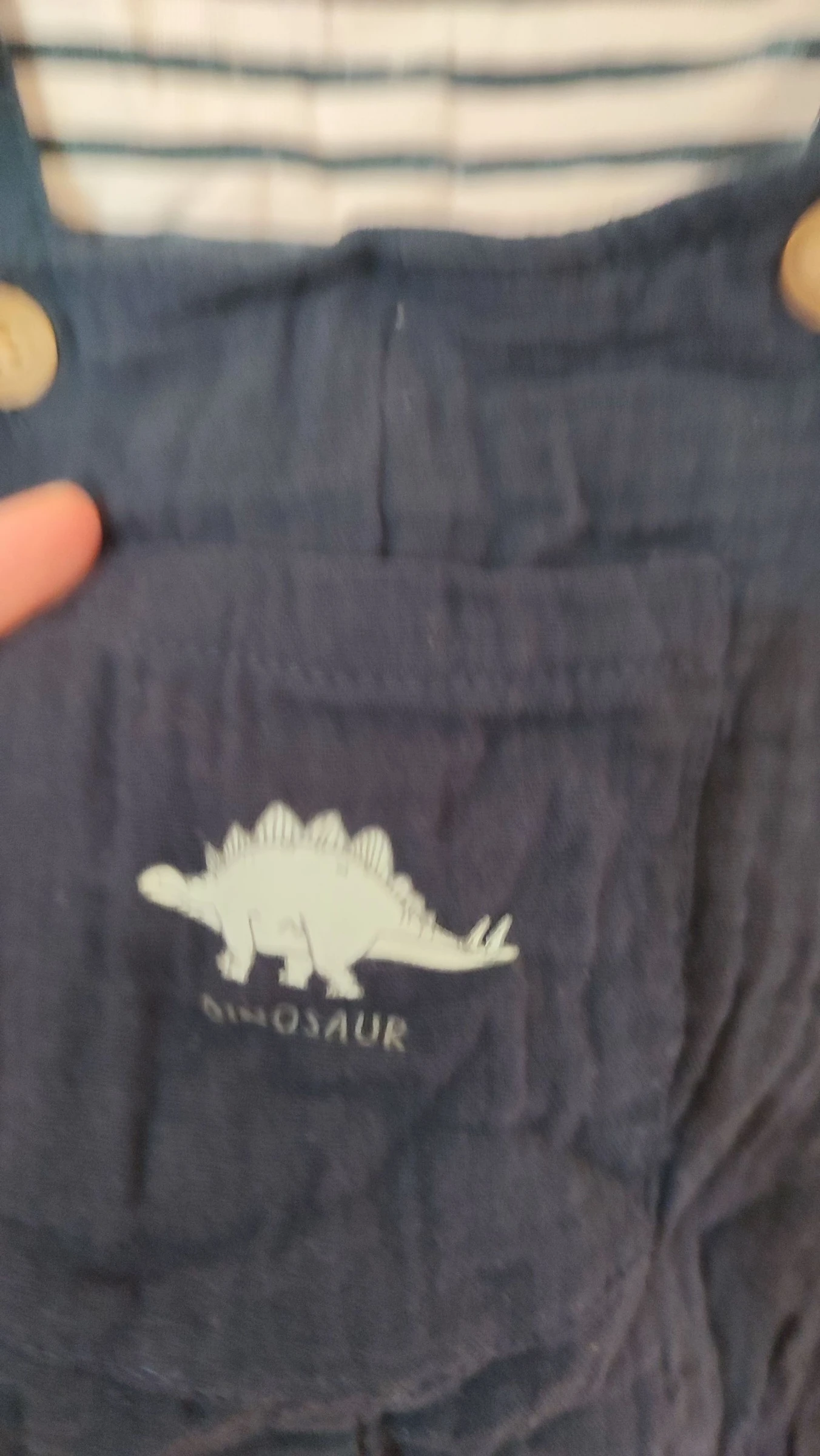 Conjunto jardineira t-shirt riscas dinosaurio gasa de algodón 24 meses – photo 3